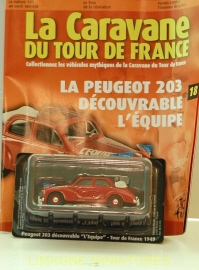 f7 89 norev atlas peugeot 203 decouvrable l equipe tour de france 1949 numero 18