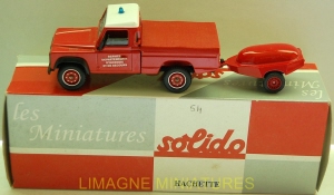 g18 172 solido hachette land rover 110 et moto pompe  pompiers num 54